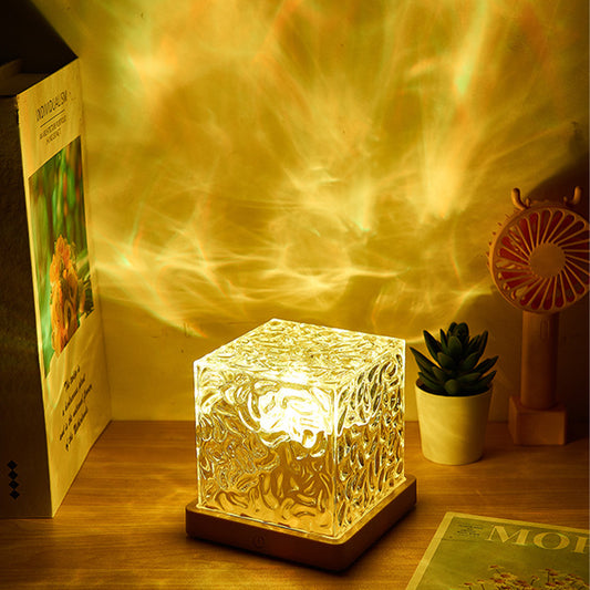 Water Ripple Light With Remote Control, Flame Effect 16 Colors Rotating Water Ripple Light, 3W Square Dynamic Projector